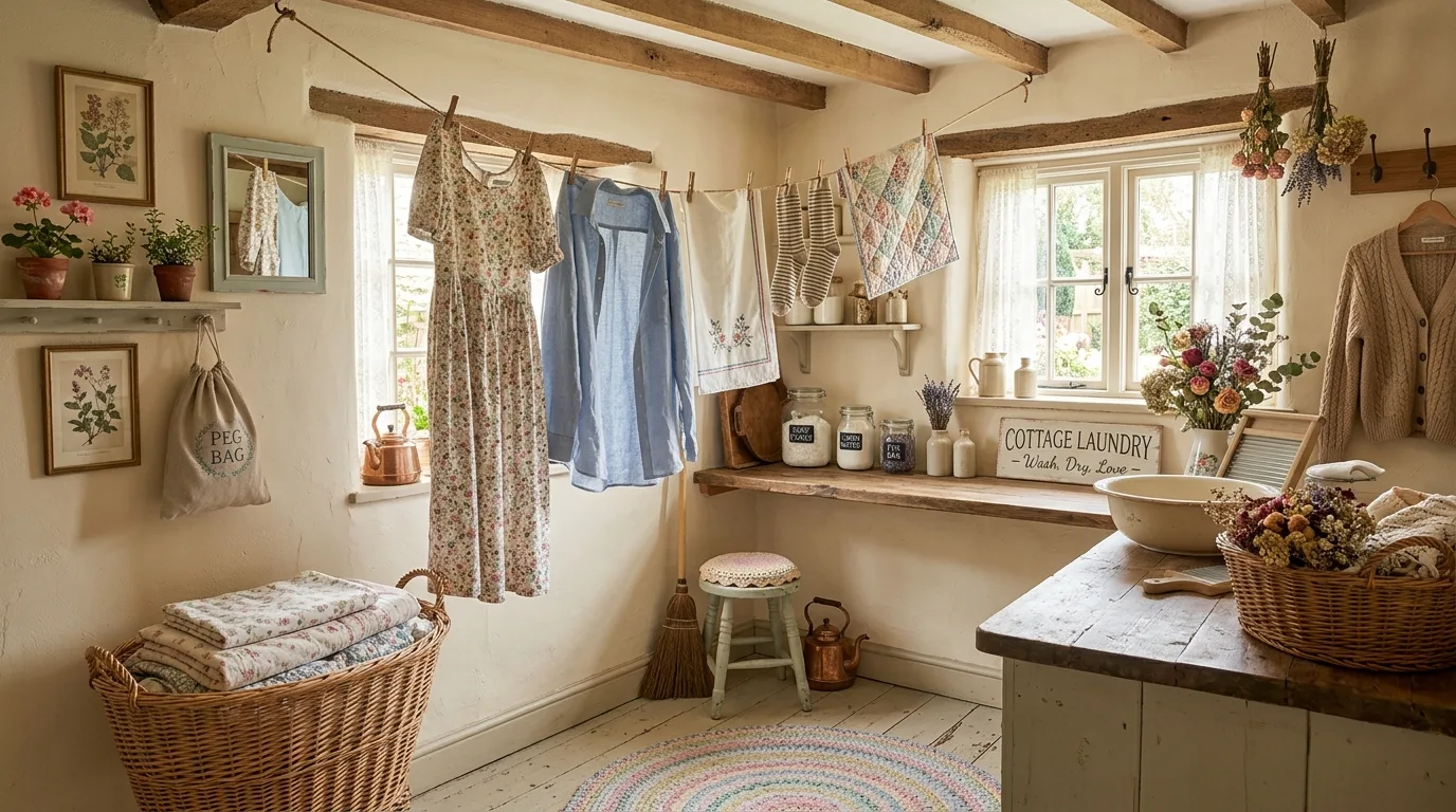 Let natural light support the atmosphere inspiration for a cottagecore laundry room.